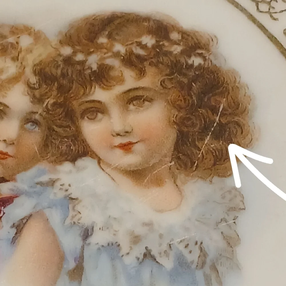 Vintage Decorative Plate with Child Portraits